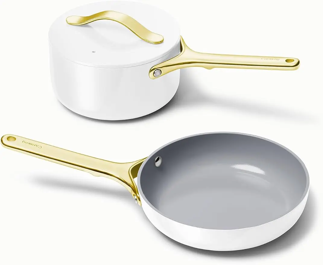 

Caraway Mini Duo - Non-Stick Ceramic Mini Fry Pan (1.05 qt, 8") & Mini Sauce Pan (1.75 qt) - Non Toxic, PTFE & PFOA Free - Oven