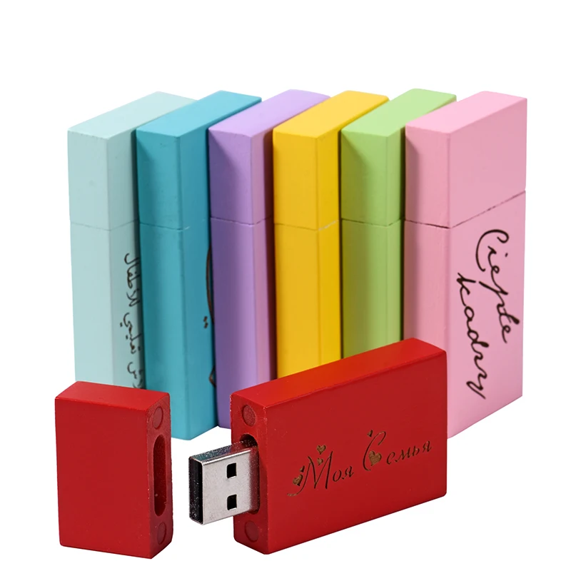 

Creative Wood Gifts USB 2.0 Flash Drive Free Custom Logo Pen Drive Colored Memory Stick 64GB/32GB/16GB/8GB Real Capacity U Disk