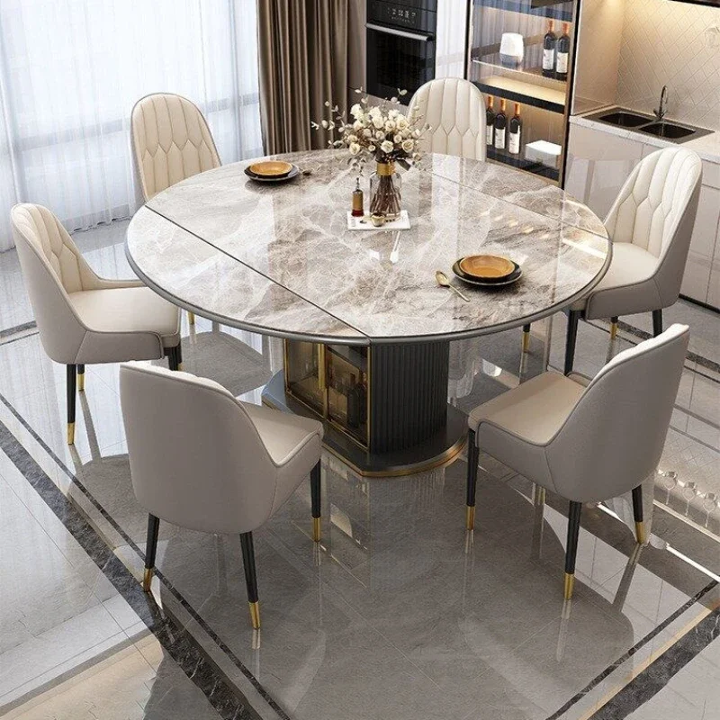 

Современные круглые обеденные столы, кухонные скандинавские выдвижные обеденные столы для гостиной, роскошный кофейный стол, обеденная домашняя мебель SR50DT