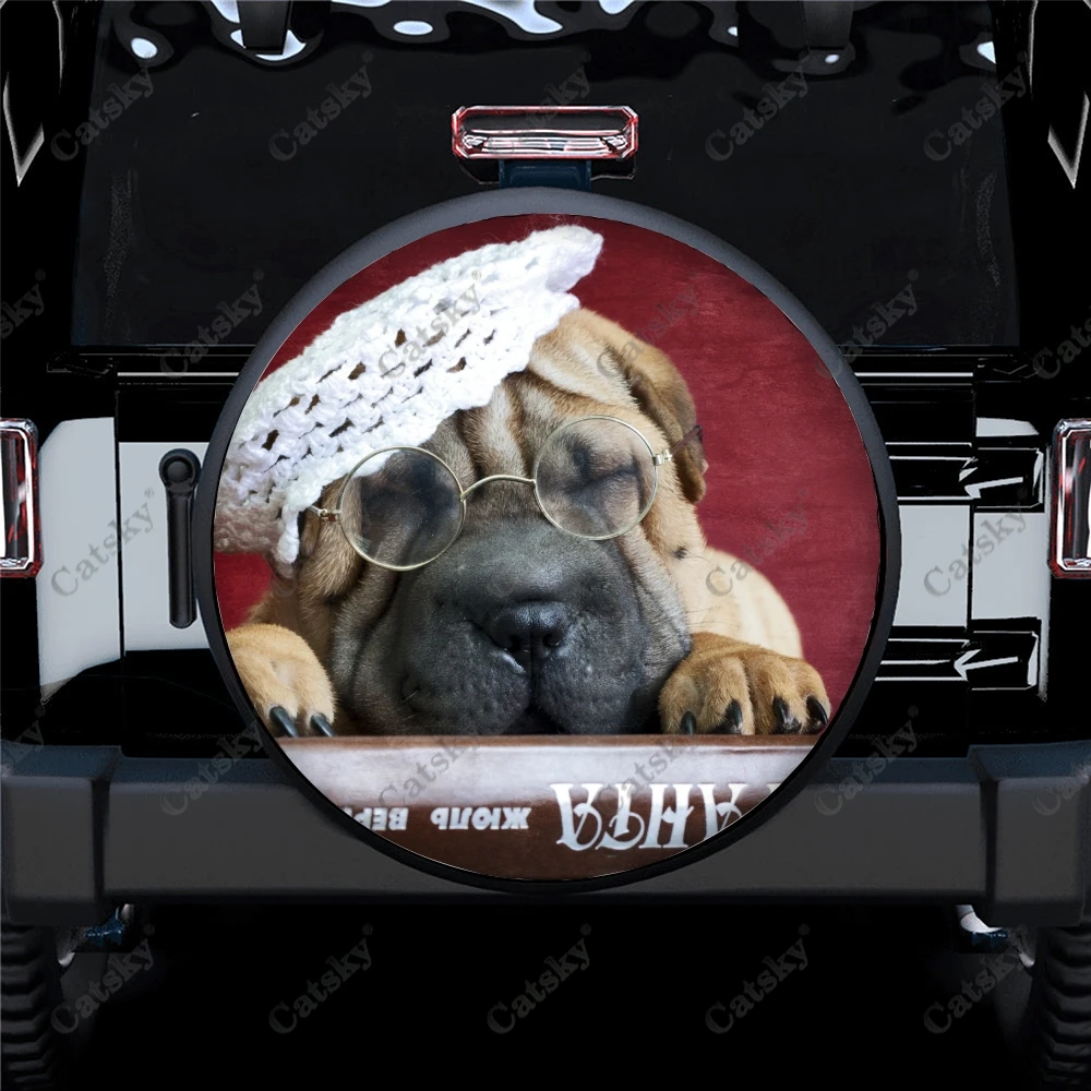 

Animal - Shar Pei Print Spare Tire Cover Waterproof Tire Wheel Protector for Car Truck SUV Camper Trailer Rv 14"-17"