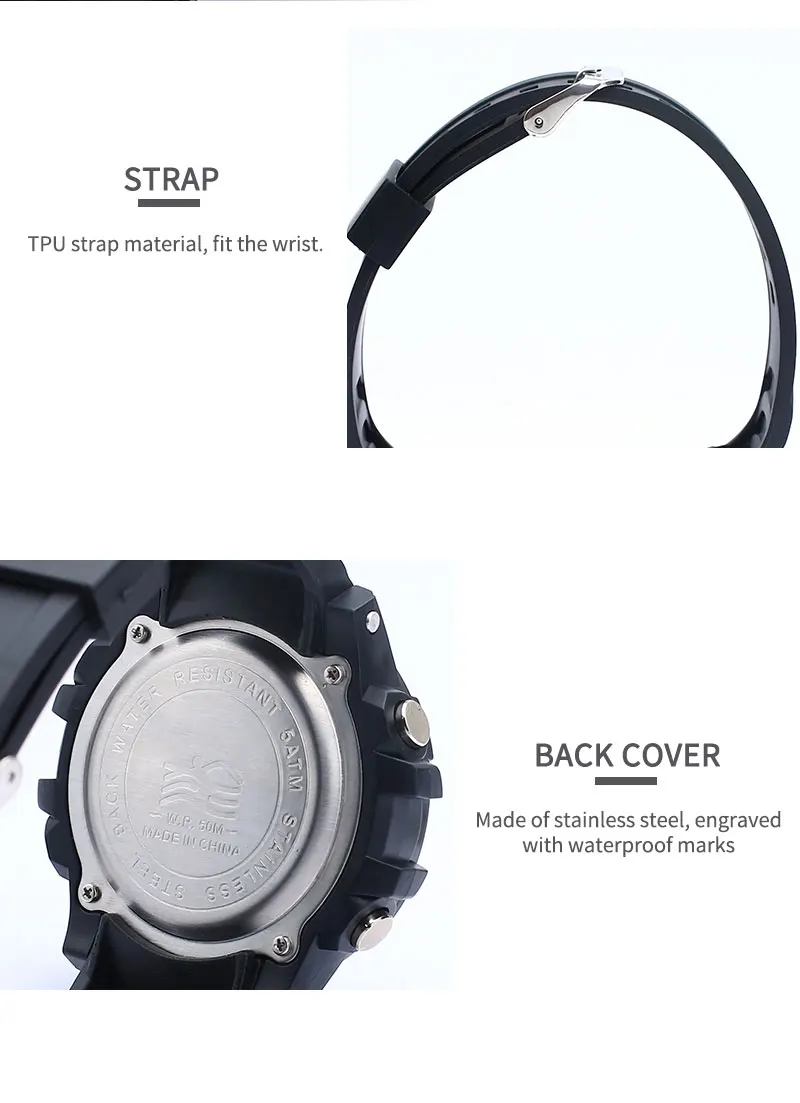 Digital Men Military Multifunction Watch 50m Waterproof Wristwatch LED Clock Sport Watch Male Big Watches Men 2022