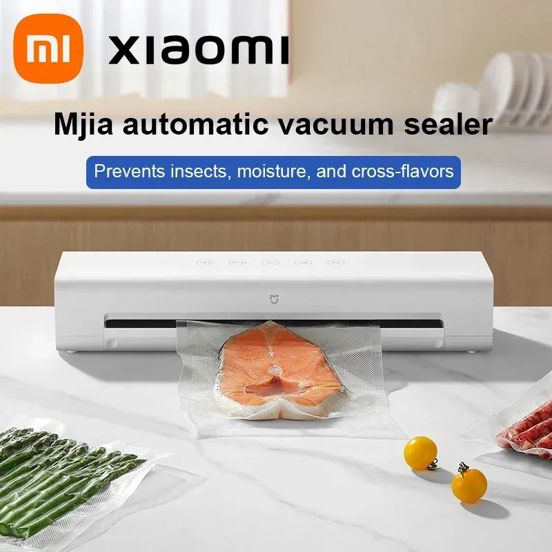 XIAOMI MIJIA 220V Vacuum Sealers Machine With Free 10pcs Vacuum Bags For Kitchen Household Food Vacuum Sealer Packaging Machine