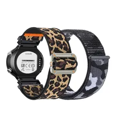 Set of 2 Elastic Nylon Sports Bands (Leopard print Black)