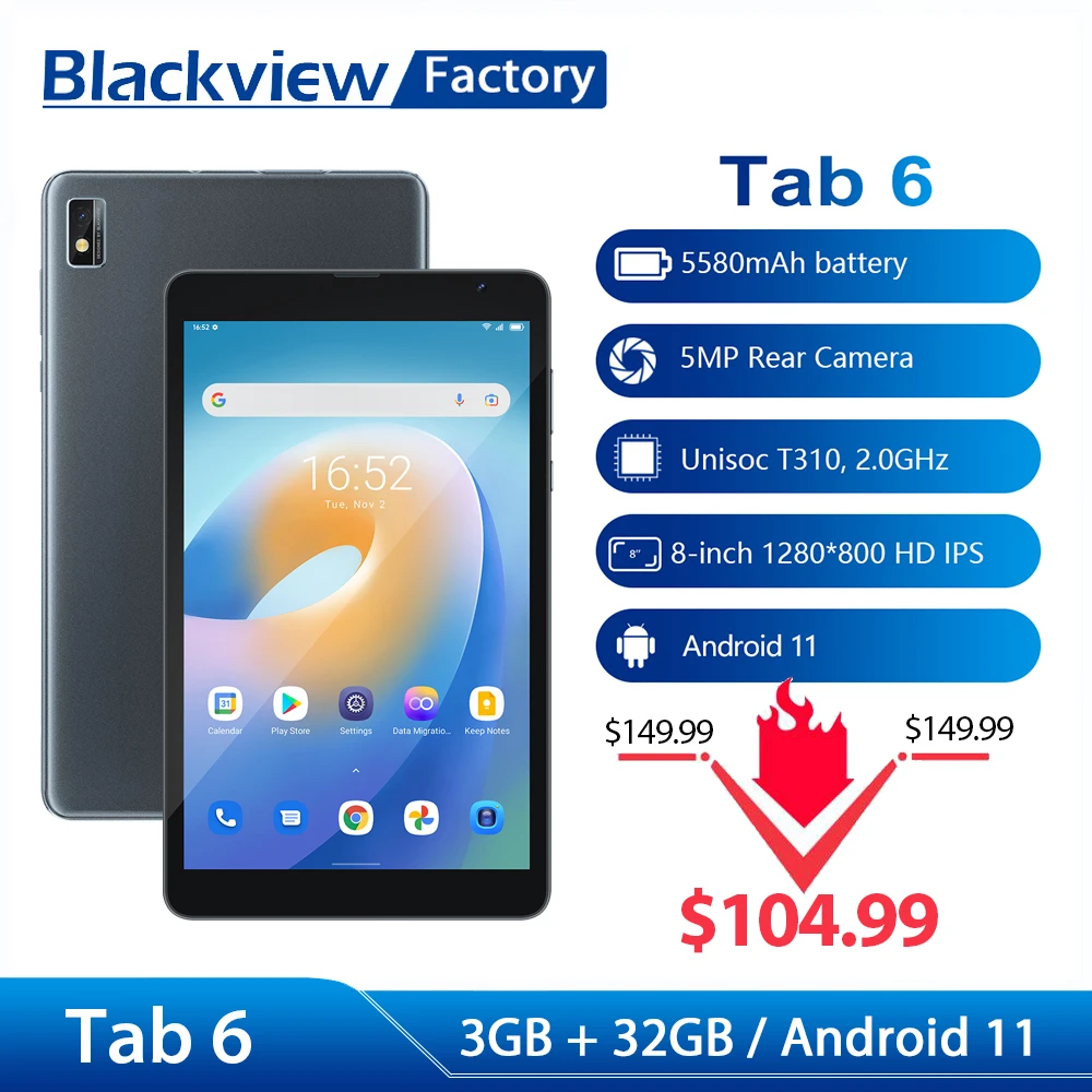 Blackview Tab 6 Tablet 3gb Ram 32gb Rom Android 11 Tablets 5580mah 4g Wifi  Lte 1280*800 Kindle - Tablets - AliExpress