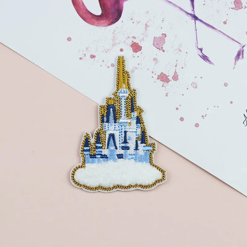 Cute-Patch 4 Inch Blue Castle Fireworks Embroidered Iron On Patch – Sew On Appliqué For Kids Clothing DIY