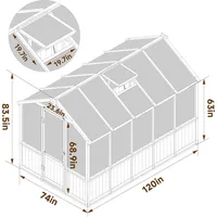 6x10FT Wood Greenhouse, Greenhouses for Outdoors with Lockable Door, Cedar Frame & Adjustable Vent, Green House 2