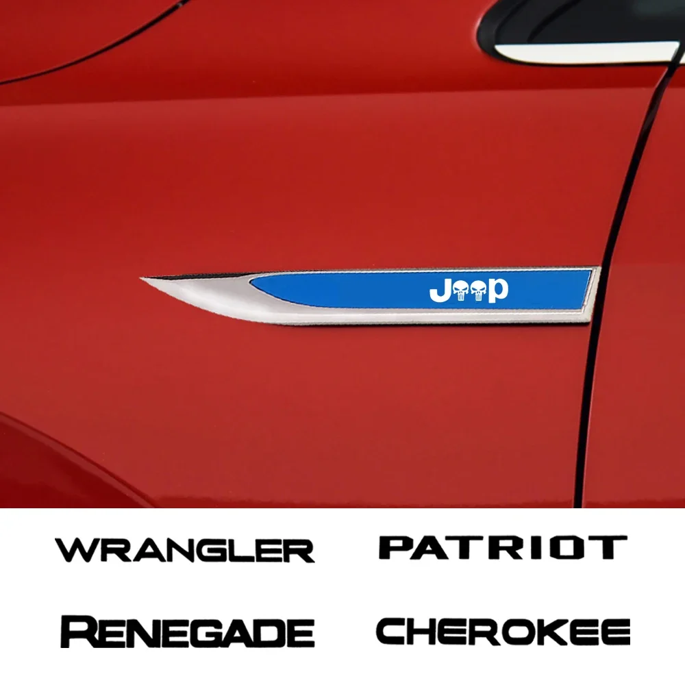 2 Pz Per Jeep Wrangler Trailhawk 4 X4 Rubicon Renegade Patriot Compass Commander Cherokee Car Sticker Metallo 3D Decor Blade Style