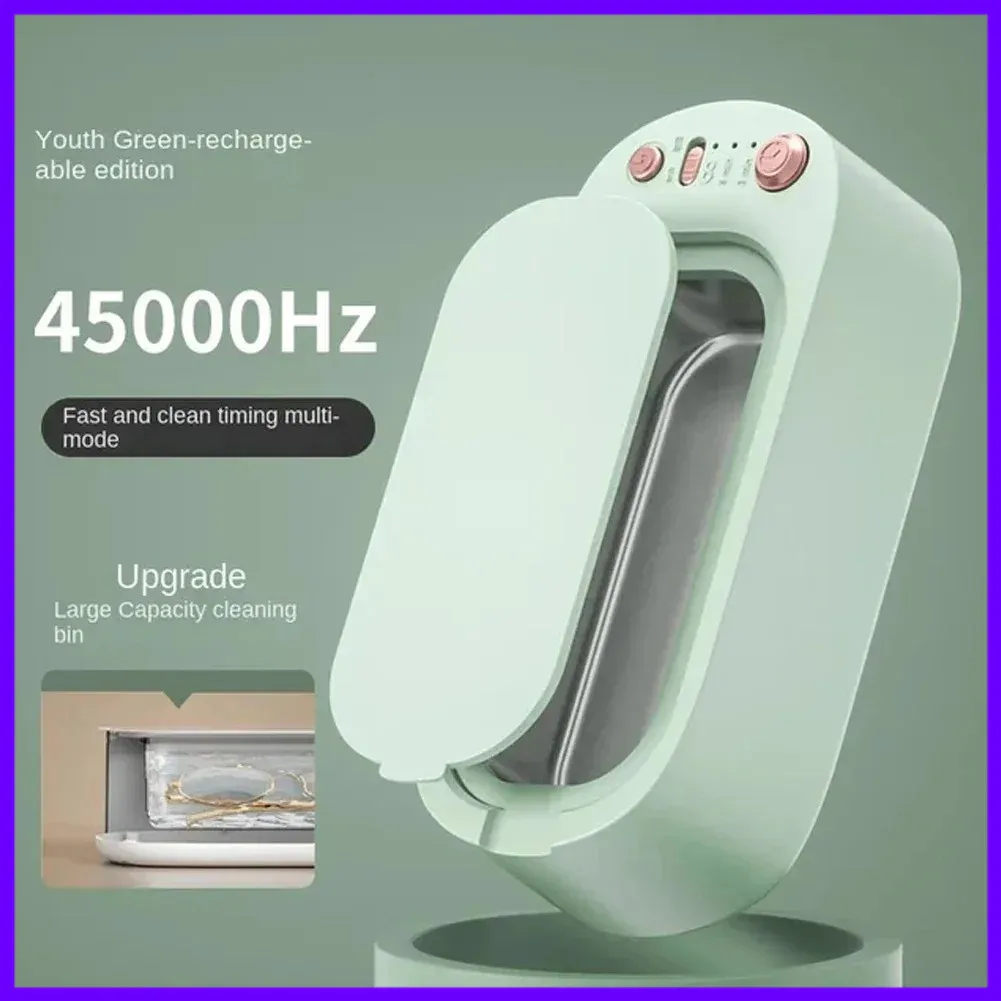 Ultrasonic Cleaner Machine 3-Speed Jewelry Glasses Watch Cleaner High-Frequency Portable Electric Cleaning Tool for Home Travel