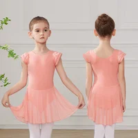 ballet dance wear leotards with skirt dresses for Girls Toddler Baby Children clothes Tutus Short Sleeve cotton outfits suit 4