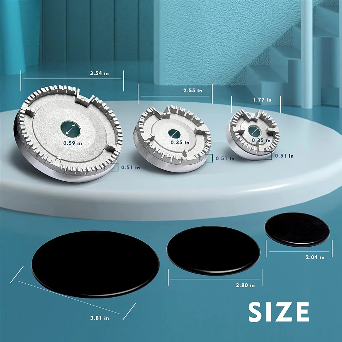 Cooker Hat Set Stove Lid Upgraded, Oven Gas Hob Burner Crown Flame Cap, Gas Burner Flame Cap Fits Most Gas Stove Burners 3