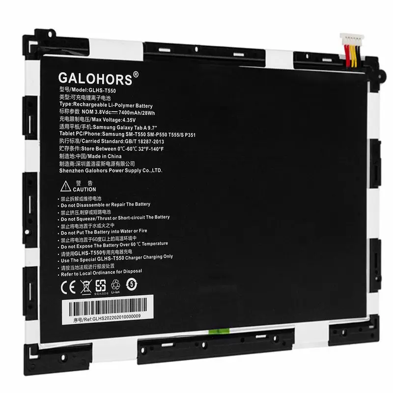 

5 Pieces 7400mAh GLHS-T550 Rechargeable Battery For Samsung Galaxy Tab A 9.7" SM-T550 SM-P550 T555 /S P351