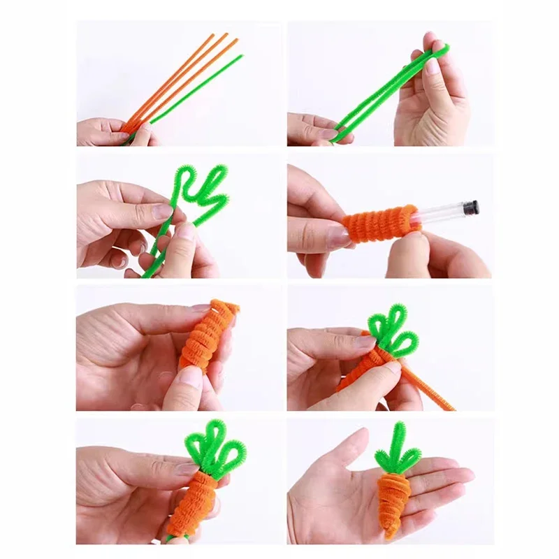 Chenille Rod Pipe Creative DIY Plush Wires Twist Stick Hair Strip Kids Flower Handmade Educational Toy 100~1000Pcs
