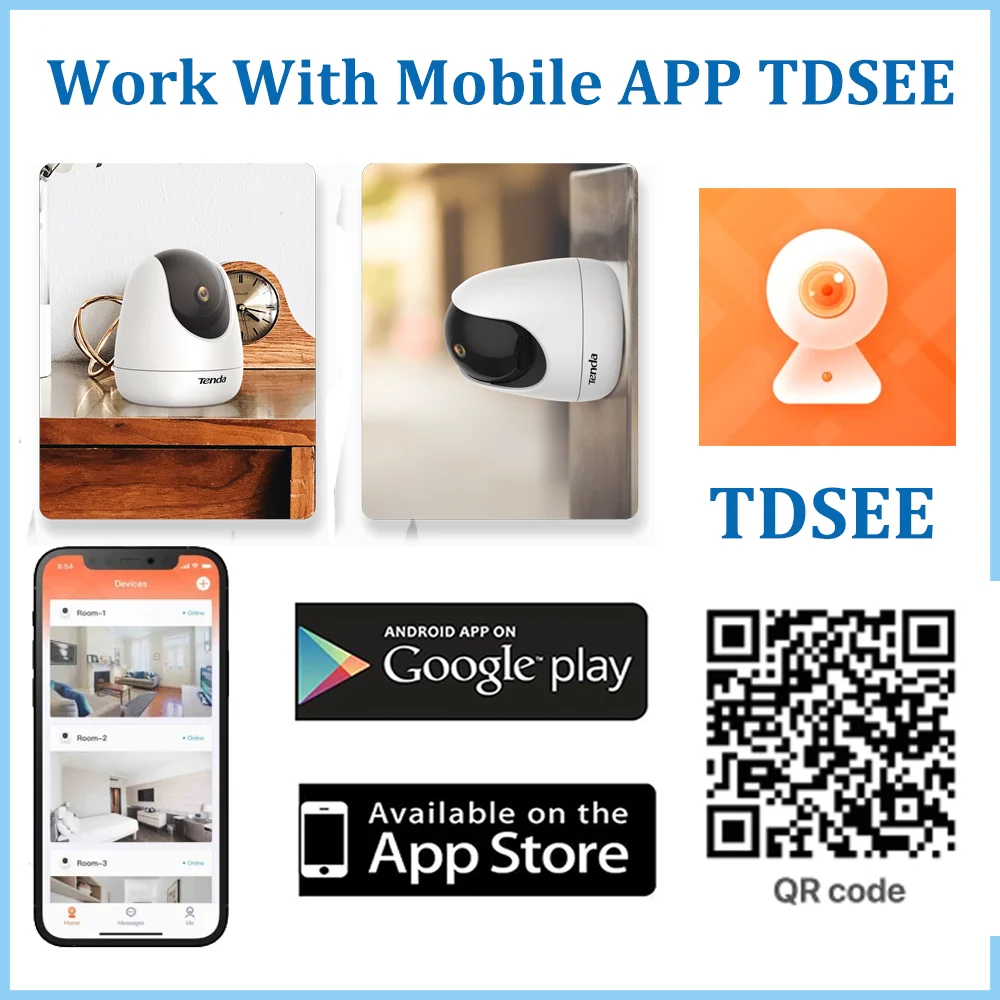 Tenda Surveillance Camera wifi Ip Camera Baby Security Protection mini camera 1080P 2MP 4MP Pan/Tilt Wireless Home Indoor