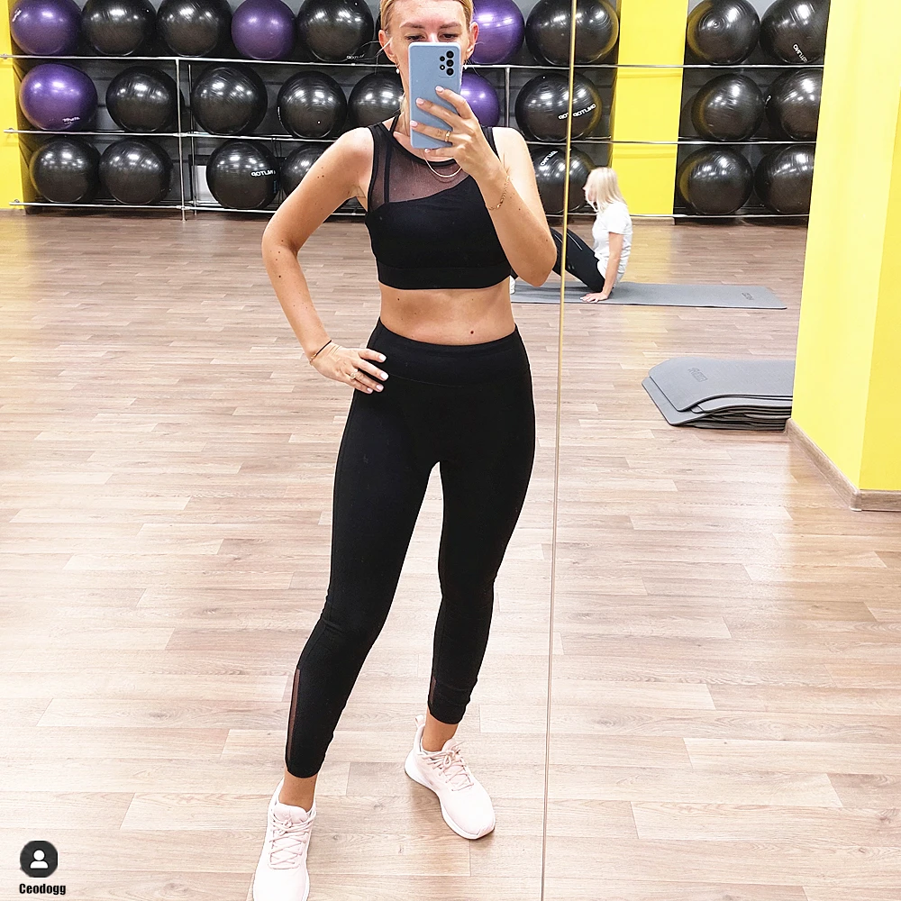 Nylon Pad 1/2PCS Yoga Set Women Fitness Gym Clothing Sportswear Mesh Workout Sport Tracksuit Yoga Running Gym Suits Push Up Sp