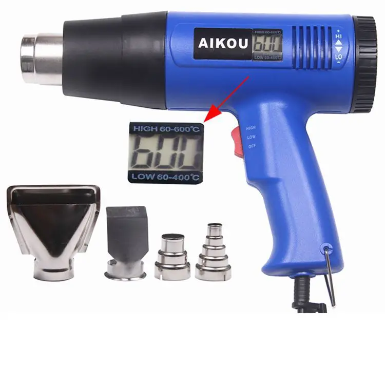 AC 110V 220V Industrial Heat Gun Electric Heat Blower Dryer High Power Hot Welding Temperature Adjustable LED Digital Display 6