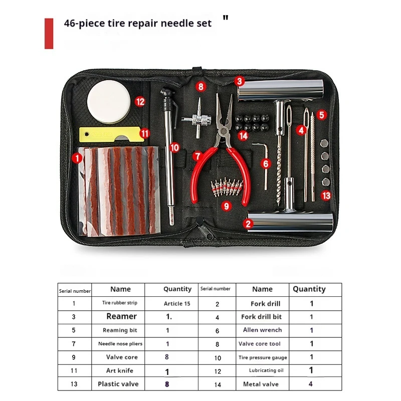 

Tire Repair Kit 46pcs Tire Plug Kit Universal Tire Repair Tools Flat Tire Puncture Repair for Car Motorcycle Truck SUV RV ATV