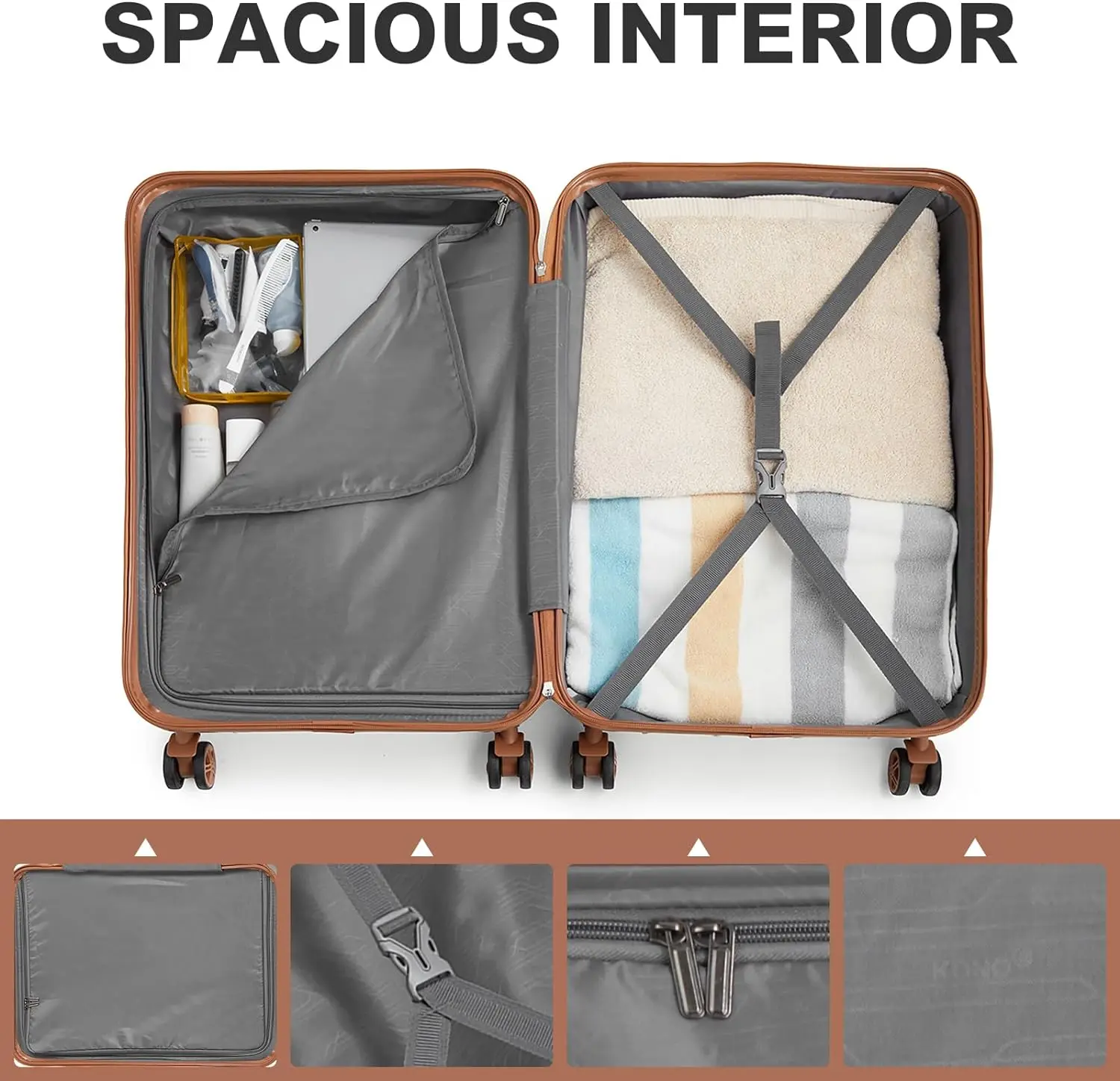 Kono Set Di Valigie Da Viaggio Leggere Con Guscio Rigido E