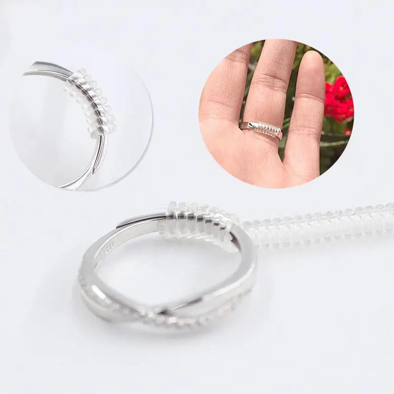 

4pcs/Set Jewelry Tool Ring Adjuster Invisible Transparent Spiral Cord Tension Reducer Adjustable Sizes Jewelry Equipments