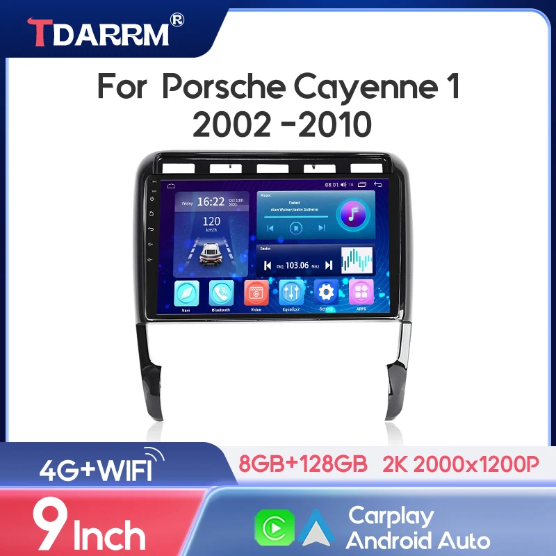 

Автомагнитола TDARRM Android 12 2K для Porsche Cayenne 1 2002-2010, мультимедийный проигрыватель с Bluetooth, навигацией, GPS, 4G, Carplay, стерео