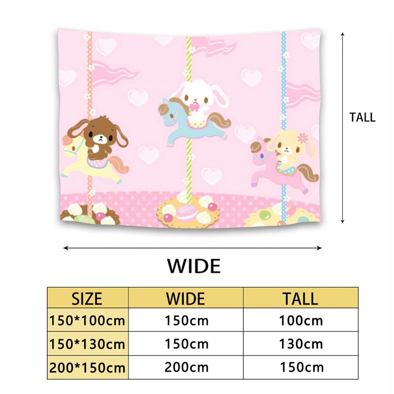 Tapestry Decor 1pc Tapestry Sanrio Sugar Rabbit Tapestry Wall Hanging Carousel Living Room Bedroom Home Decor Wall Art Cover Up Accessories