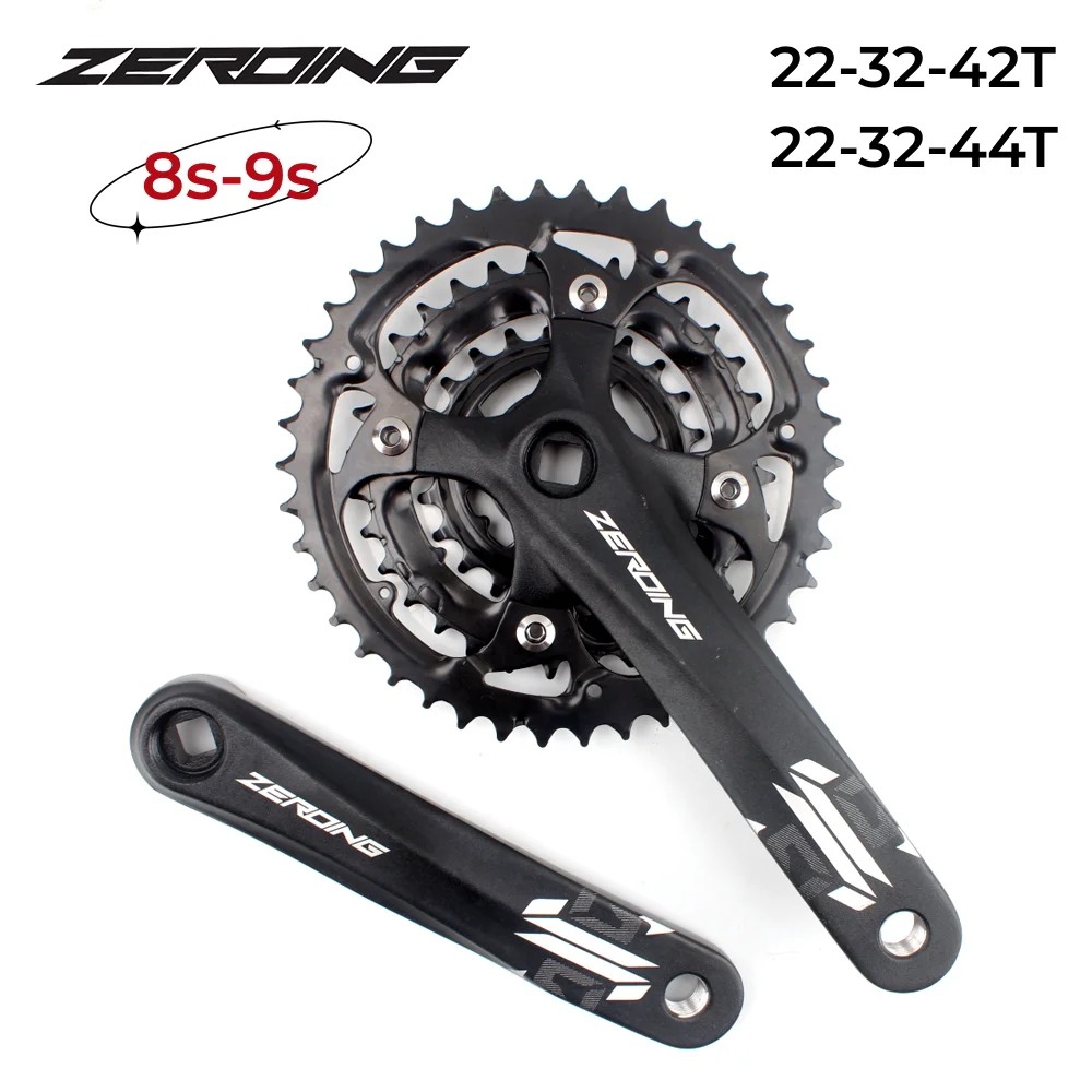 

ZEROING 104BCD Bicycle Crankset 8s 9s Mountain Bike Crank 22/32/42T Single/Triple Speed Chainirng 170mm Crank 27S Chainwheel