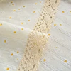 Beige Daisy Lace Tassels Cotton Tablecloth Rectangle Table Cover for Tea Table Decorations Kitchen Living Room Wedding Party Use 6