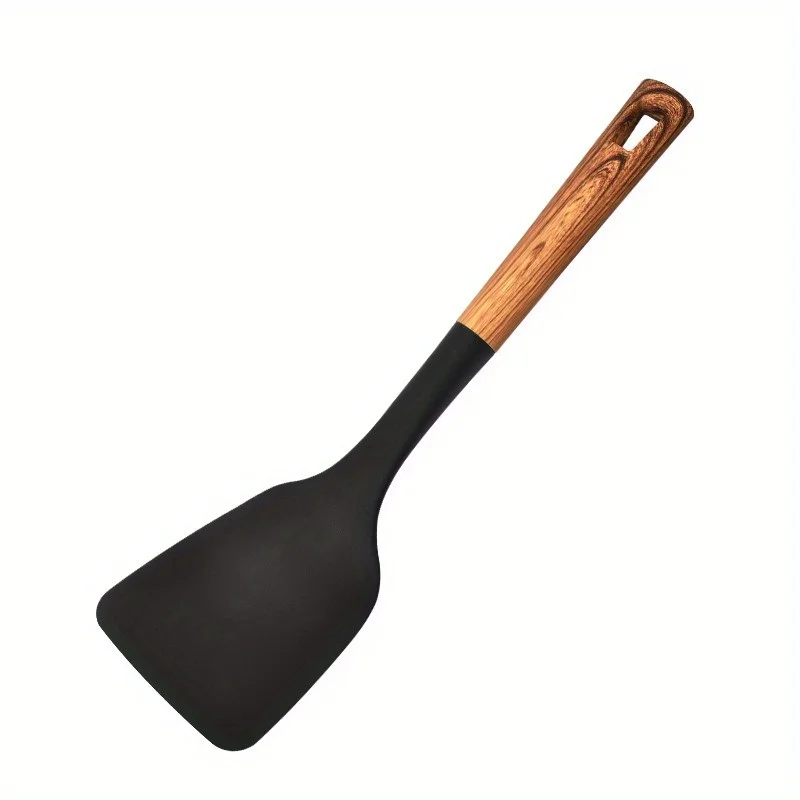 1pc Heat-Resistant Nylon Cooking Spatula with Wooden Handle - Non-Scratch,High-Temperature Resistant Slotted Turner for Pancakes