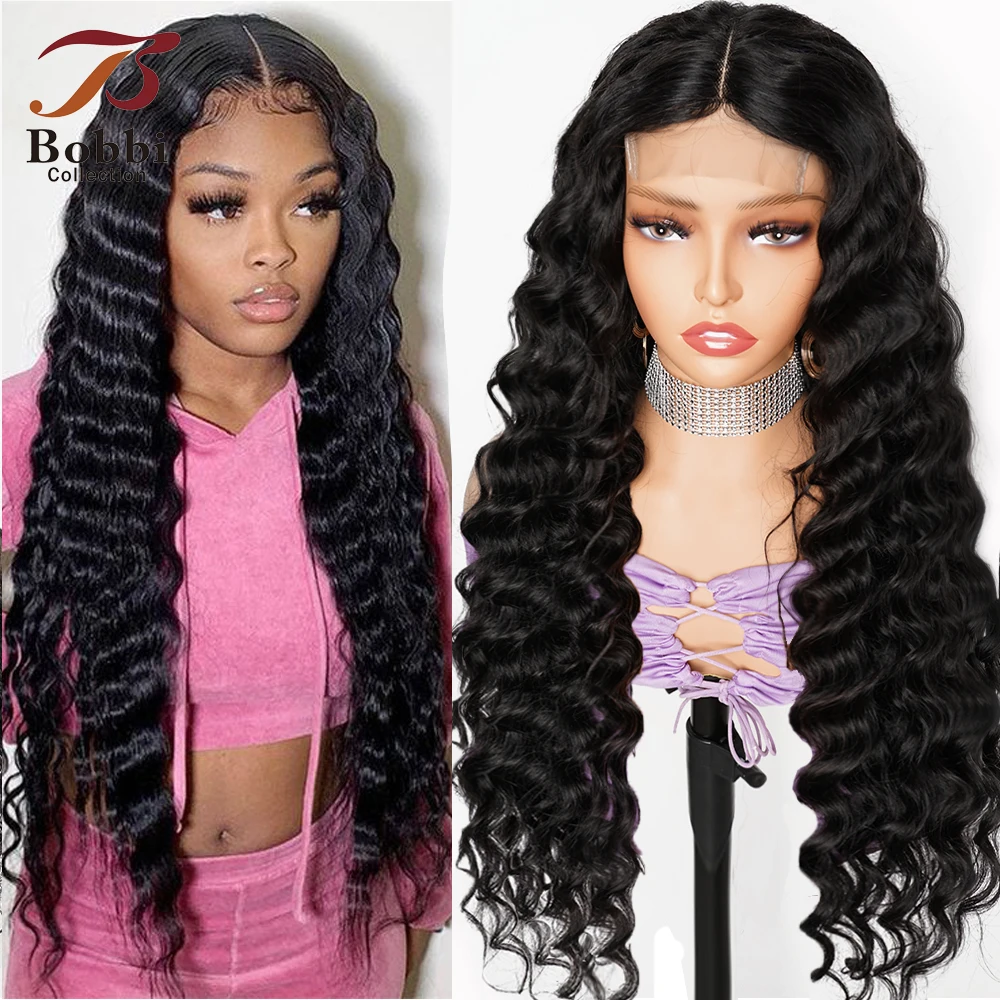 Loose deep wave lace front wigs human hair pre-plucked transparent 4x4 13x4 lace closure wig natural hair black BOBBI