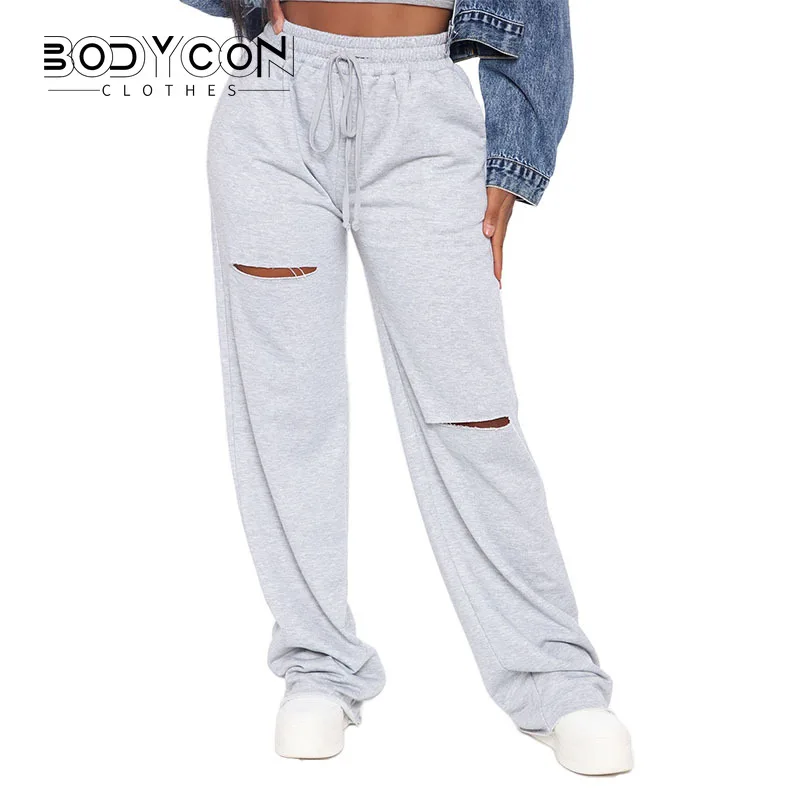

Women's Solid Woman Pants Loose High Waisted Streetwear Casual Hollow Out Sports Pants Women Clothes Full Length Capris Trousers