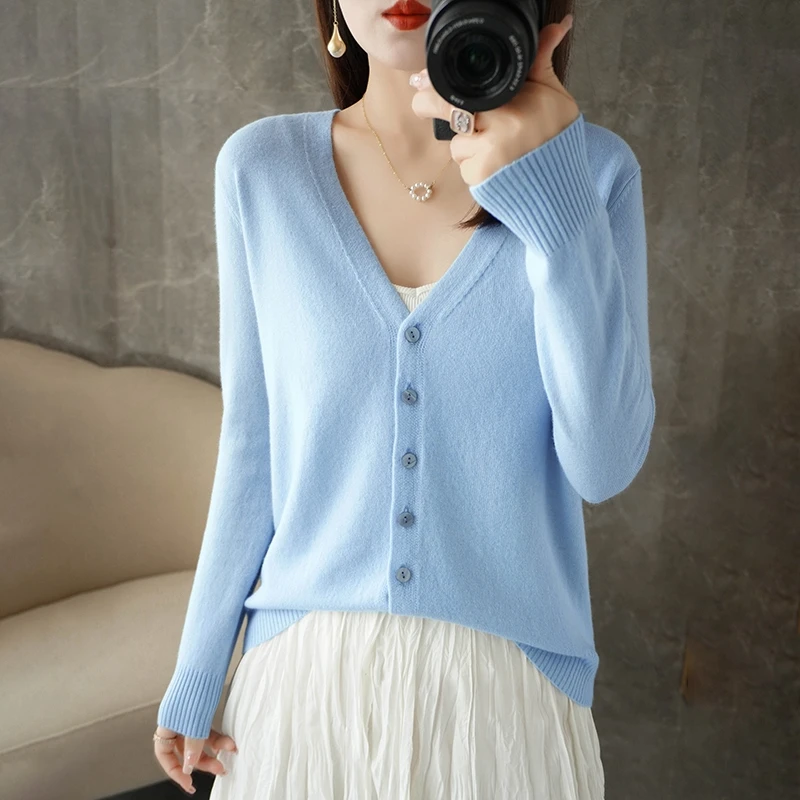New V-Neck Temperament Small Fragrant Wind Women Loose Sweater Sweater All Sweater Coat Special Offer Cardigan ZHI D035 - Image 5