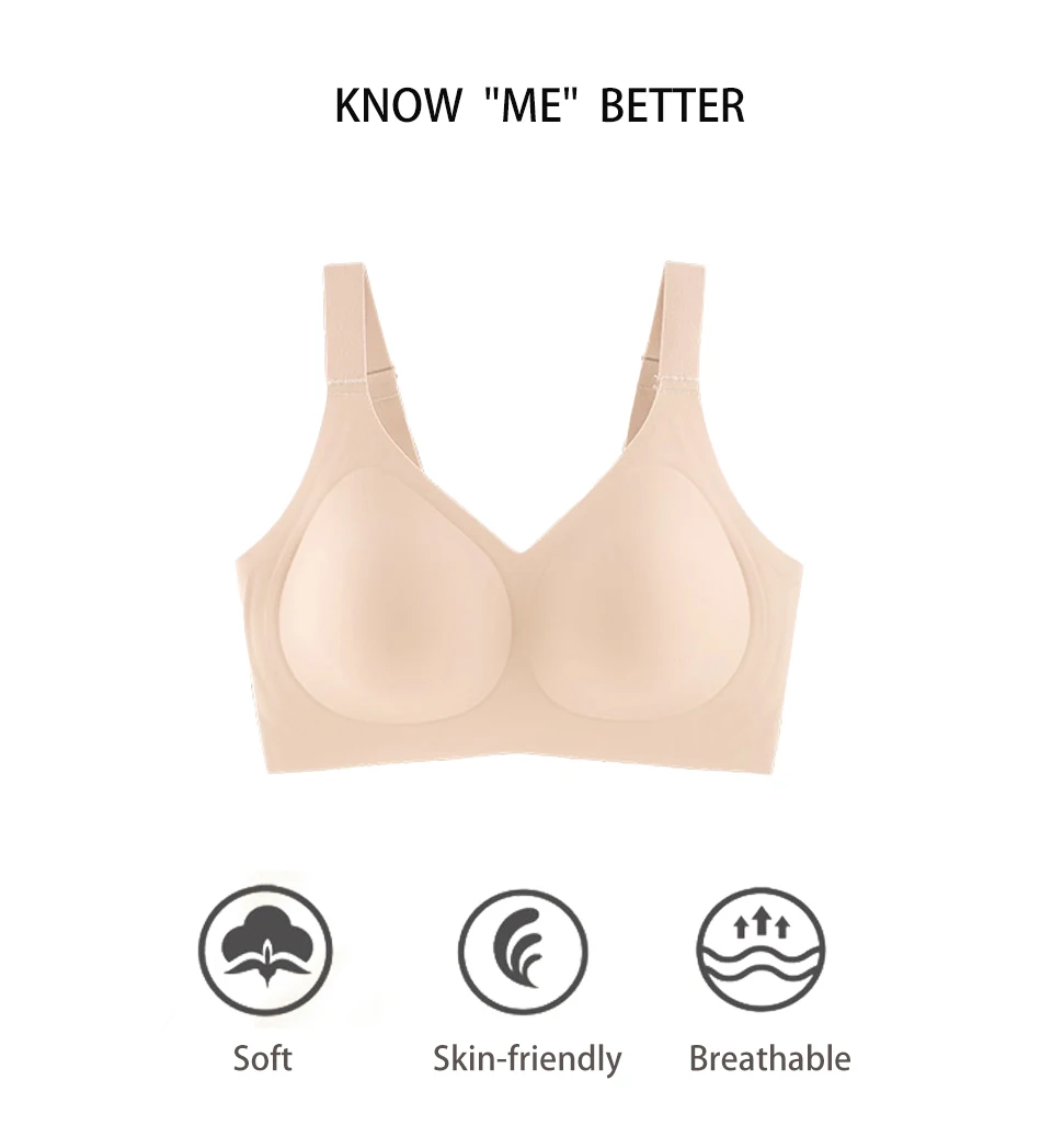 FallSweet Women Push-Up Seamless Bra Plus Size Wireless Bralette Adjust Straps Full Cup Breathable Lingerie Intimates Underwear