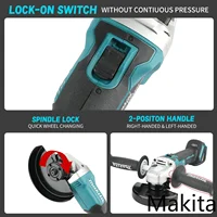 Makita DGA504 18V 6.0Ah 125mm Angle Grinder Lithium Battery Brushless High Power Industrial Grade Angle Grinder Cutting, Polishi