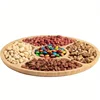 Wooden Divided Serving Trays Bamboo Fruit Tray with 5 Compartments Round Serving Tray for Party Dishes Snacks Dried Fruits 3