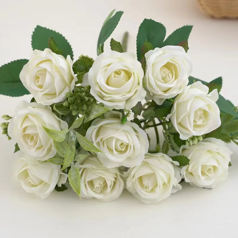 Artificial Plants Artificial Flowers Artificial Rose Artificial Flower Bouquet Artificial Flower 10 Heads Rose Bouquet Artificial Western Rose Wedding Decoration 6 Colors Peonies Fake