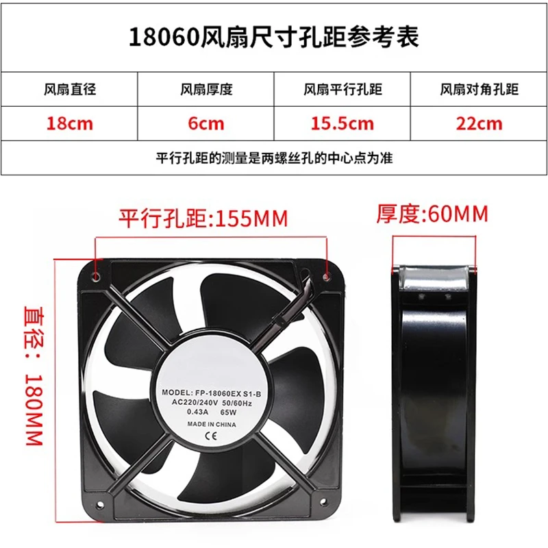 Refrigerando Dobro do Rolamento de Esferas Caixa de Distribuição Industrial fã do Armário Novo 18060 18cm C.a. 110c 220v240v 380v fã - Imagem 4