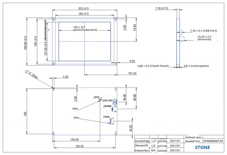 STONE I 3,5 bis 10,4 Zoll Smart HMI TFT LCD mit Resistivem Touchscreen für RS422-Verbindung mit Esp32 S3 C3 C6 Cam – Detail 11