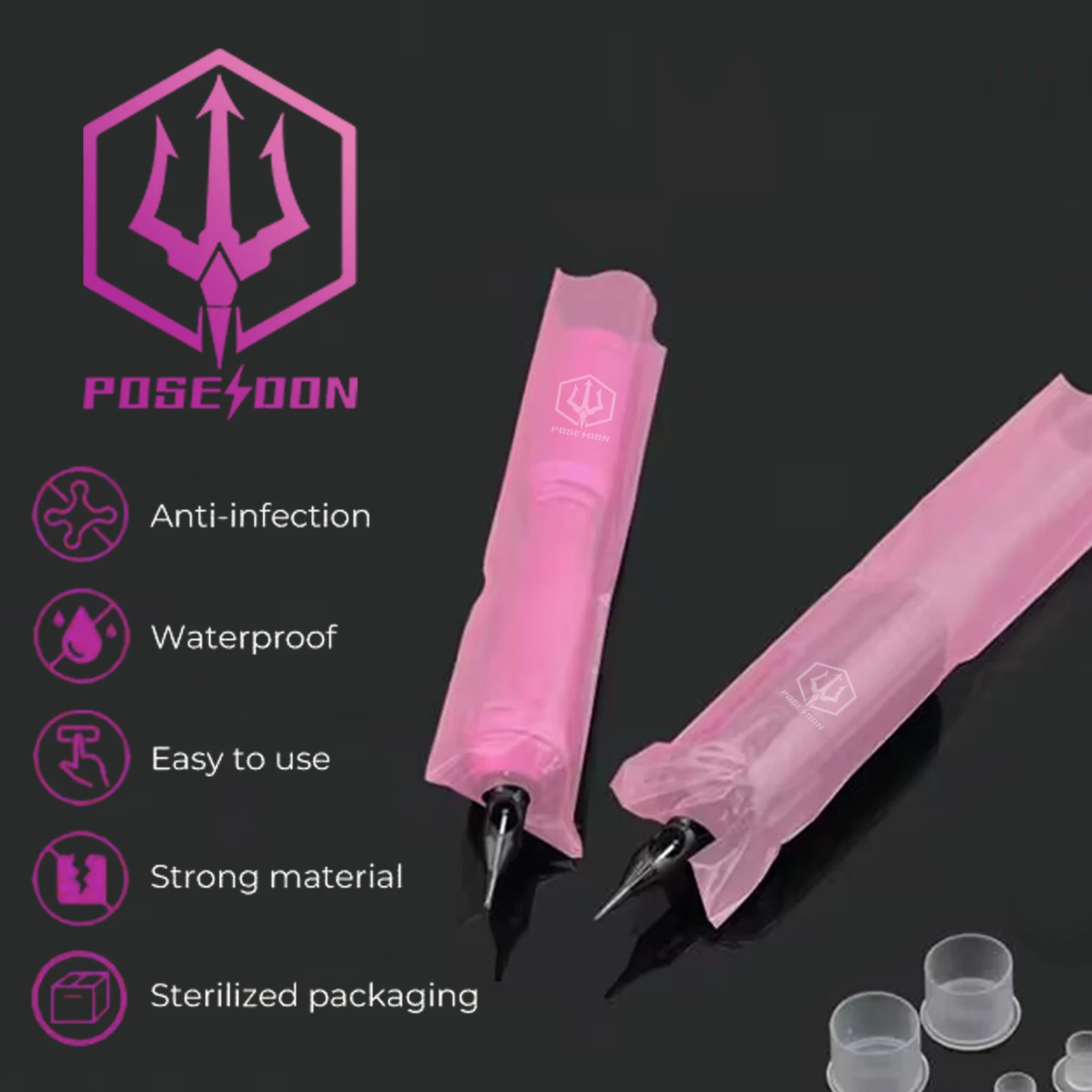 Tattoo Supplies POSEIDON Tattoo Pencil Sleeve Bag Covers 200Pcs and 3Pcs Pink Bandage Practice Microblading For Artists