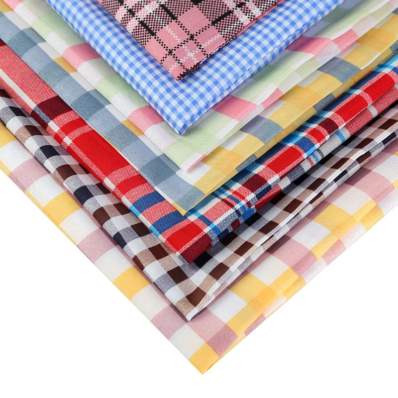 Plaid Print Polyester Poplin Fabric Handmade DIY Patchwork Tablecloth Curtain Sewing Cloth 100*150cm |