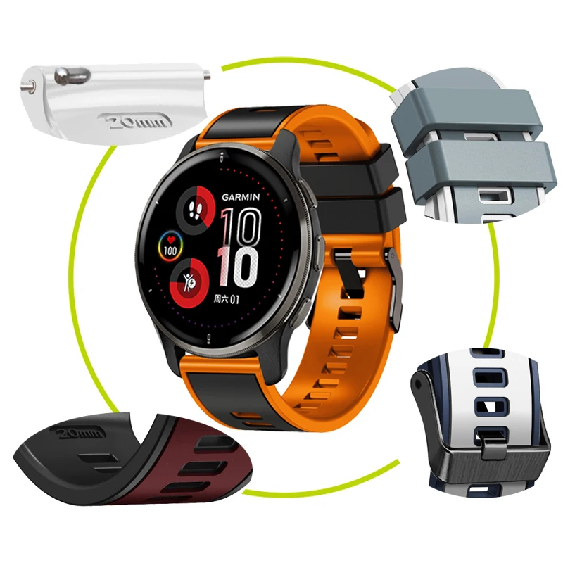 20 22mm Ǹ  Garmin Vivoactive 3  4 Venu Sq 2  Ʈ Forerunner 745 245 645 55 158 