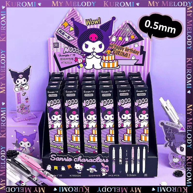 

Kawaii Kuromi KT Anime Press Retractable Ballpoint Pen Neutral Pen Bulk Black Ink 0.5mm Girls School Supplies Children Girl Gift