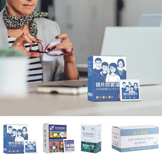 Tisztító Törlőkendők Szemüvegek Tisztább Nedves Törlés Eldobható Ködgátló Porlást Eltávolító Lencse Törlőkendő Napszemüveg Telefon Képernyő - Image 4