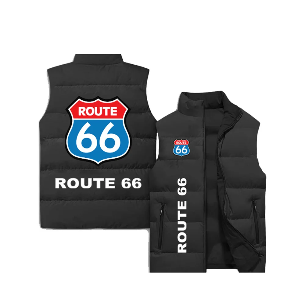 thumbnail image 2 of Chaqueta sin mangas con estampado 3D ROUTE 66 para hombre, chaqueta con cremallera y cuello alto para otoño/invierno, camiseta sin mangas versátil para la calle, 2 of 5