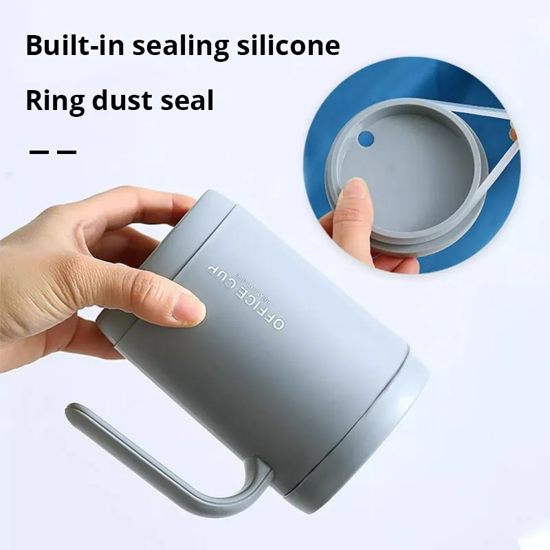 Grey Creative PP Liner Drinking Cup Portable Office Large Capacity Covered Milk Coffee Cup Gift For Kitchen Travel Domestic plastic cup 1pc