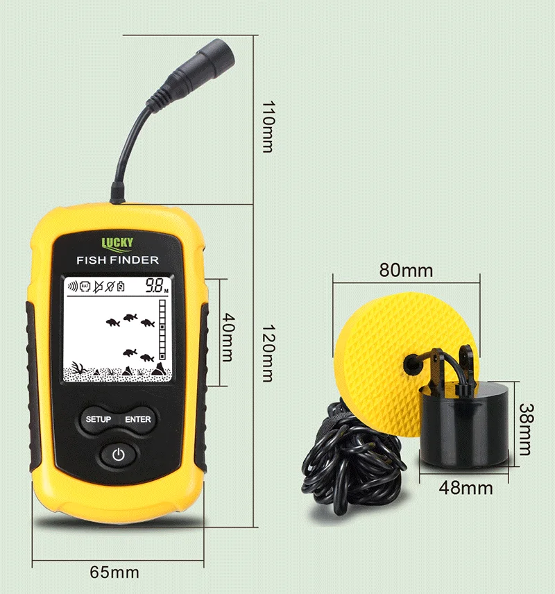 SEASIR LUCKY FF1108-1 Portable Fish Finder Fishing Sonar Sounder Alarm  Transducer Fishfinder 0.7-100m Fishing Echo Sounder