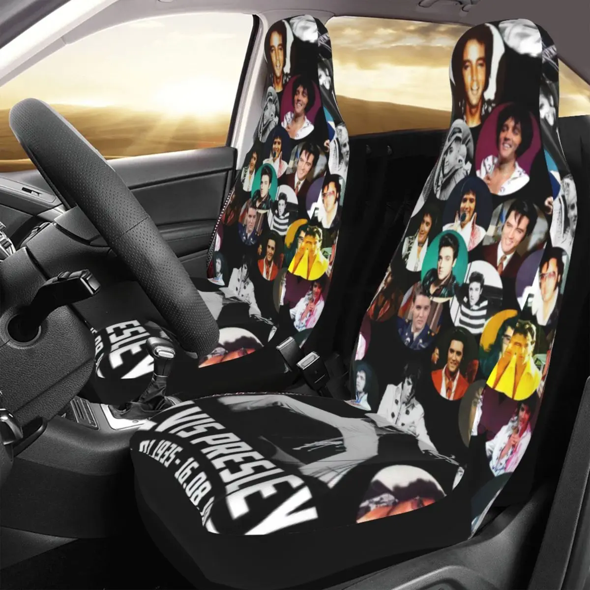 

Elvis Presley Car Seat Cover Custom Printing Universal Front Protector Accessories Cushion Set