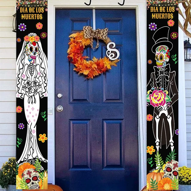 2023 Halloween Decoration MrMrs Outdoor Party Supplies Horror House Day Of The Dead Party Porch Sign Hanging Door Curtain Banner - Image 5
