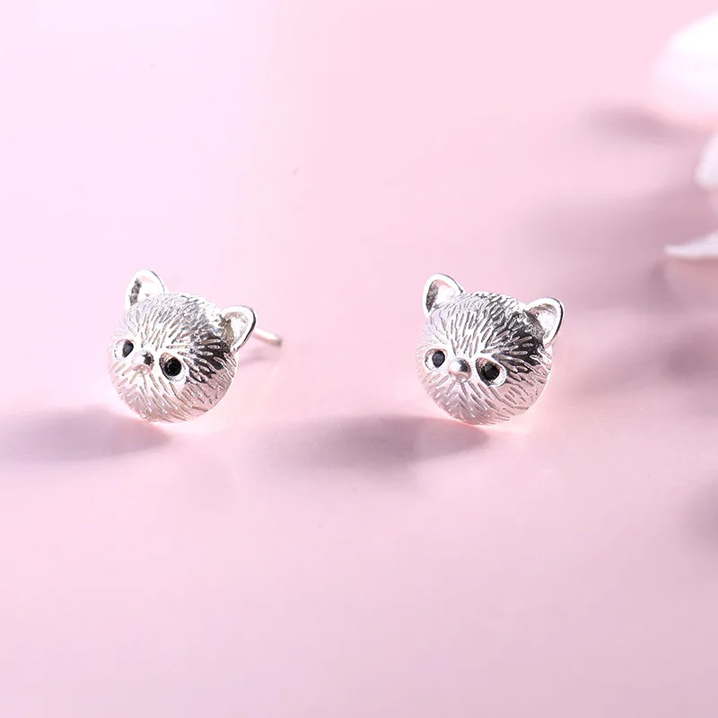 

925 Sterling Silver Cat ​Stud Earrings For Women Luxury Piercing Elegant Jewelry Wholesale Free Shipping Promotions Jewellery