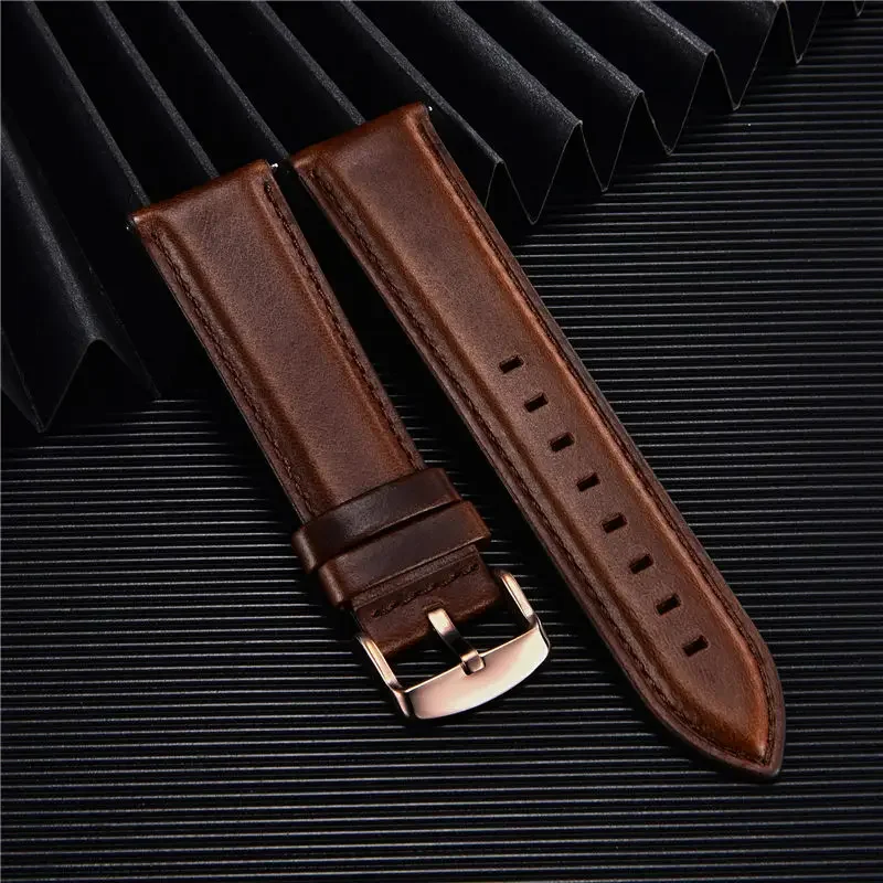 Elegant Leather Watchbands - Quick Release Business Strap Bracelet in Black and Brown
