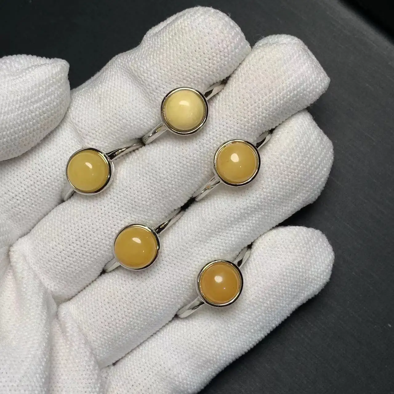 Natural Amber Ring Female Handmade Simple Three-Dimensional Accessories Gem Wholesale Jewelry Organic Gems