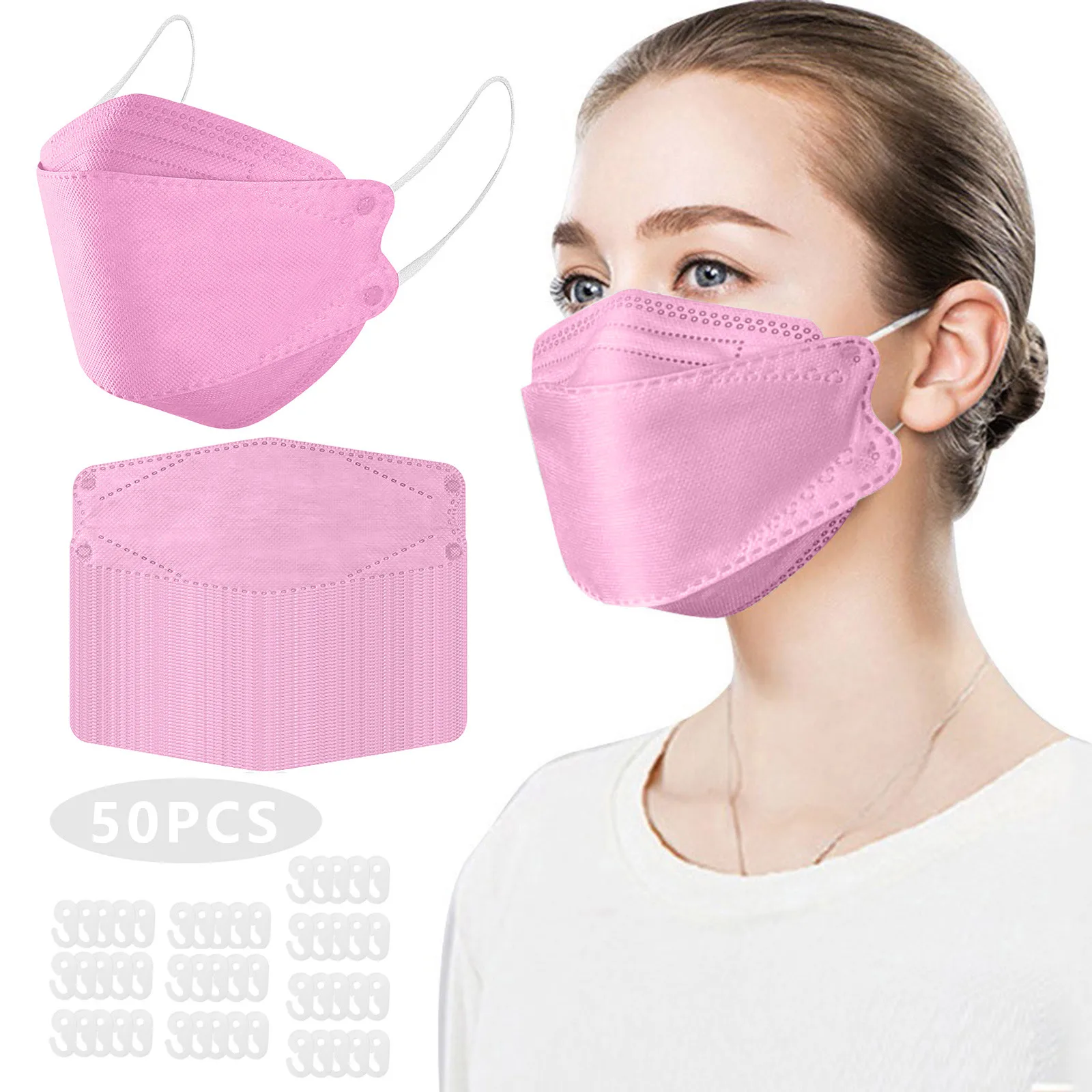50pc Adult Disposable Mask For Face Mask Droplet And Haze Prevention Fish Non Woven 4-ply Masks Cubrebocas Headband Маска